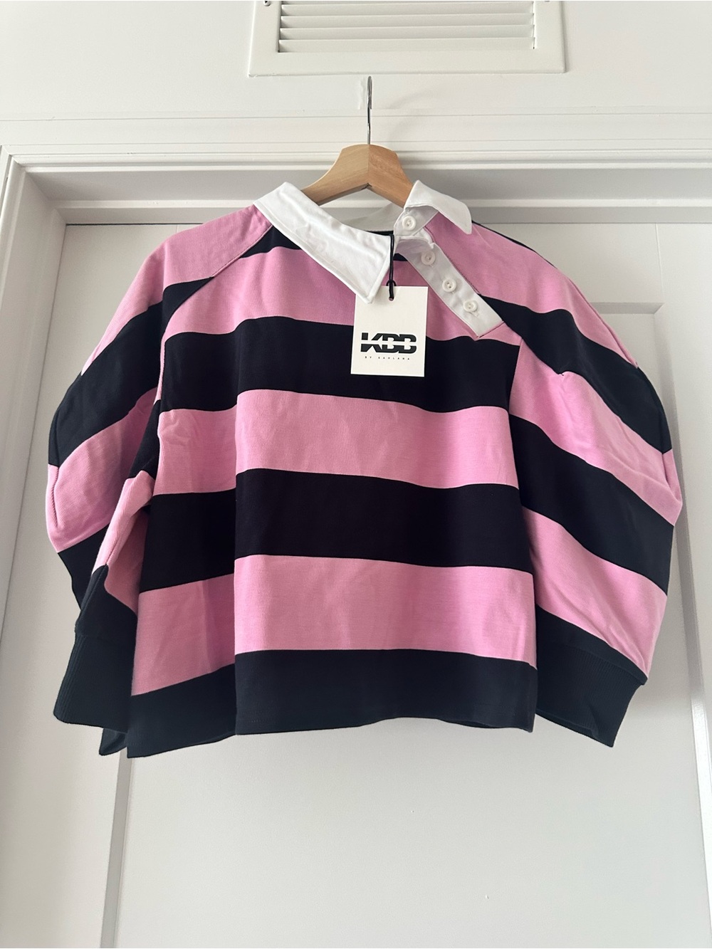 🩷 NWT! Pink KBB by KAHLANA 'The Striped Crewneck T-Shirt’ - Large